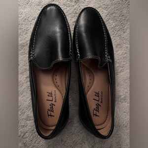 Flag Ltd Black Leather Men's Slip-On Loafers